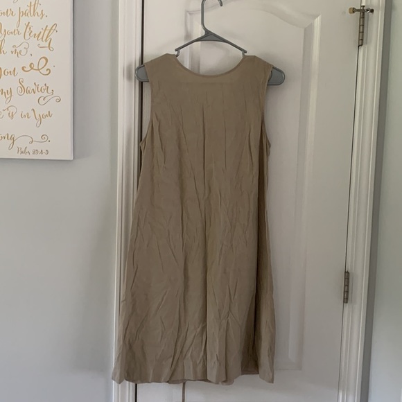 Theory Keshelle Lace-Up Back Shift Dress linen blend‎ size 8 sand color midi - Picture 10 of 10